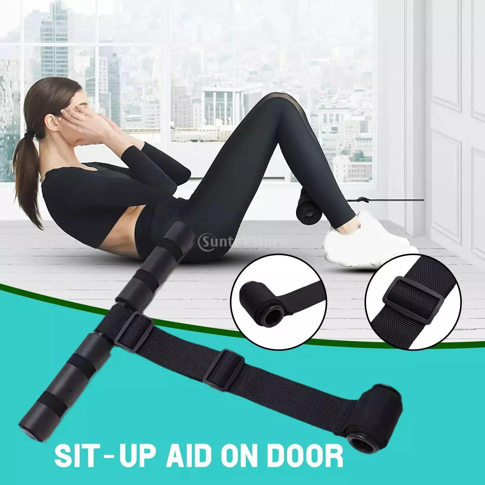 Hamstring Curl Straps Leg Exercise Equipment Home Gym Door Anchor Bar for Abdominal Sit Ups Strength Training