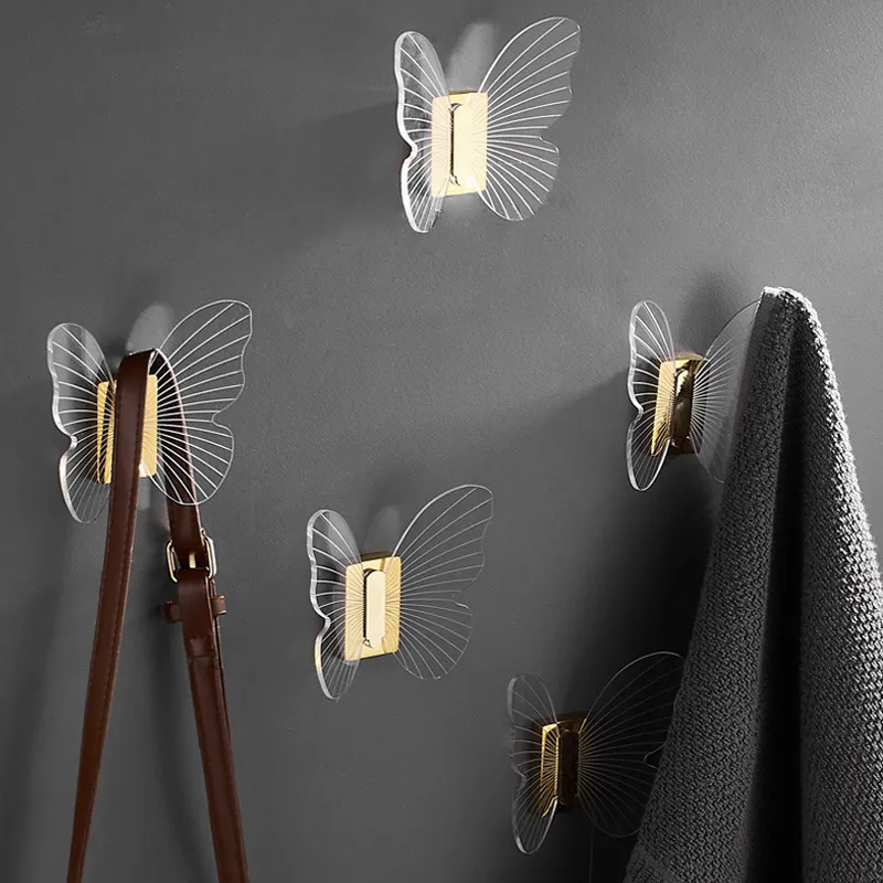 Butterfly Door Hooks 2024 Acrylic Butterfly Wall Hooks, Gold Single