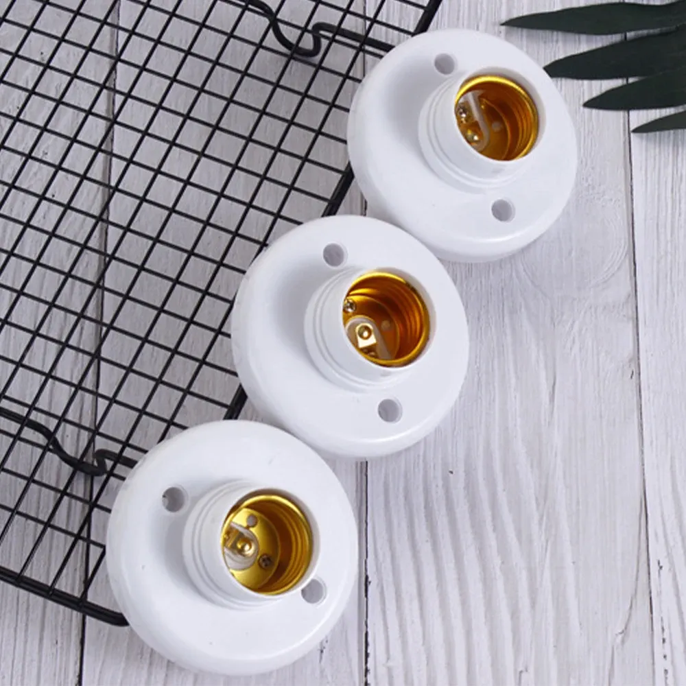 10-Pack E27 Screw Lamp Holder Base – White PP Material, 78mm Round, 220V 6A, For Ceiling & Wall Lights (Bulbs Not Included)