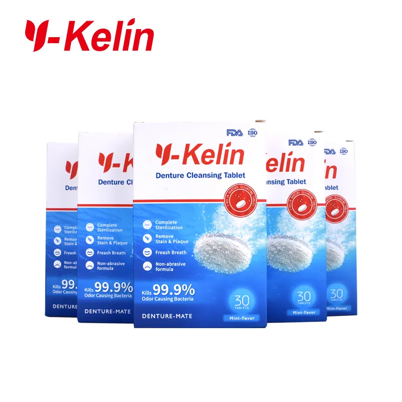 Y-Kelin Denture Cleansing Tablets 150 Tabs with Denture Box and Denture ...