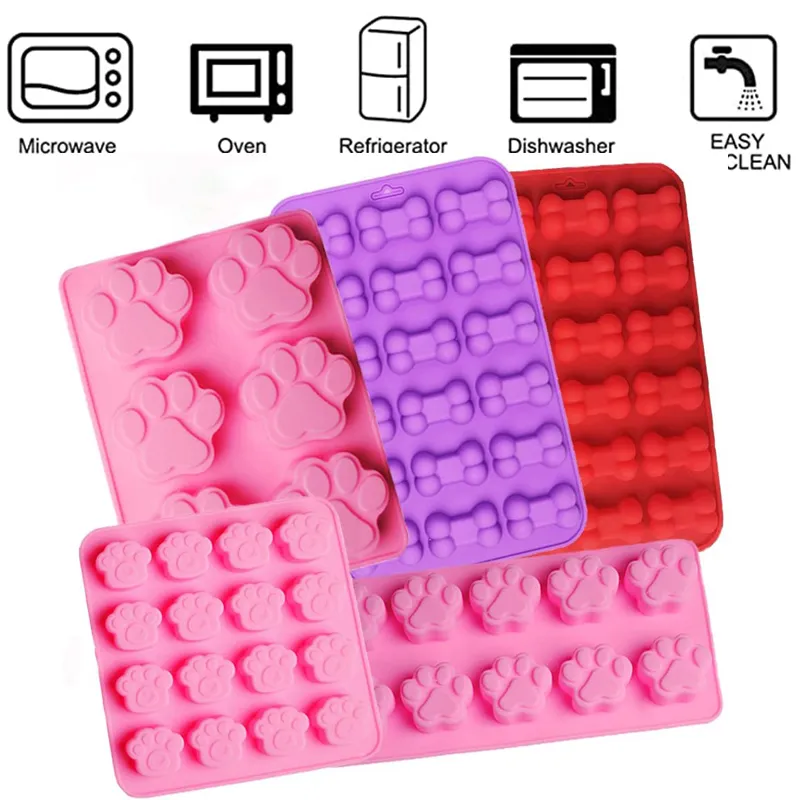 Paw Print Silicone Mold Dog Cat Animal Paw Mould For Candy Chocolate Jelly Pudding Soap Ice Cube