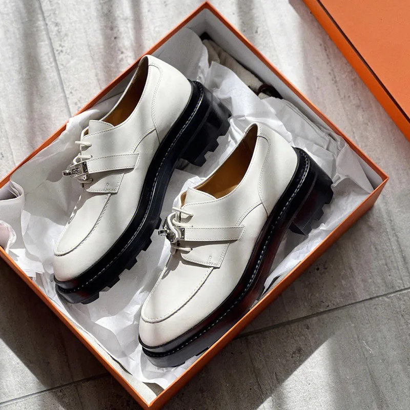 Black Platform Penny Loafers: Silver Buckle Thick Heel Oxfords