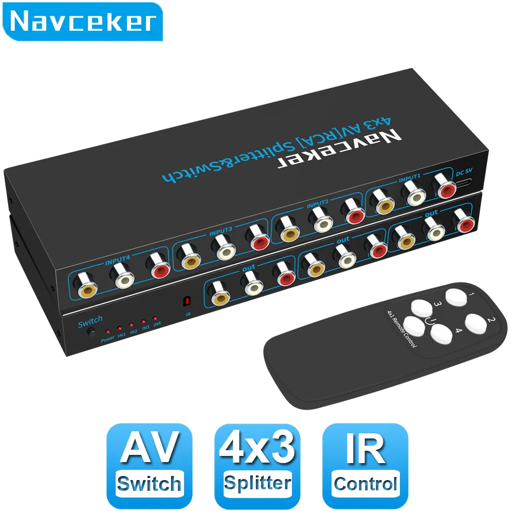 Navceker RCA AV Switch Splitter Box 4 In 3 Out... From Ddmyapr, $118.38 ...