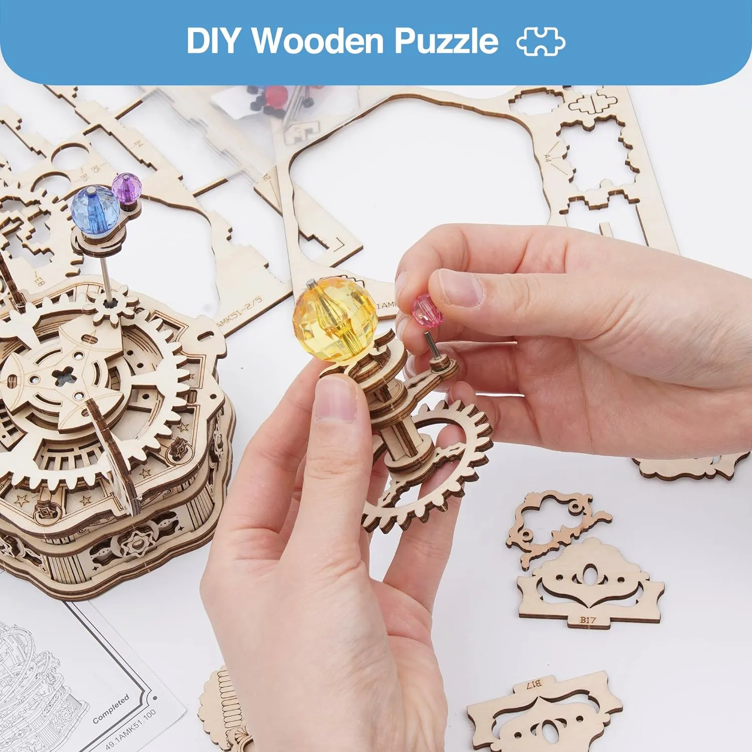 Buy ROKR Starry Night 3D Wooden Mechanical Music Box Kit NEW Online at