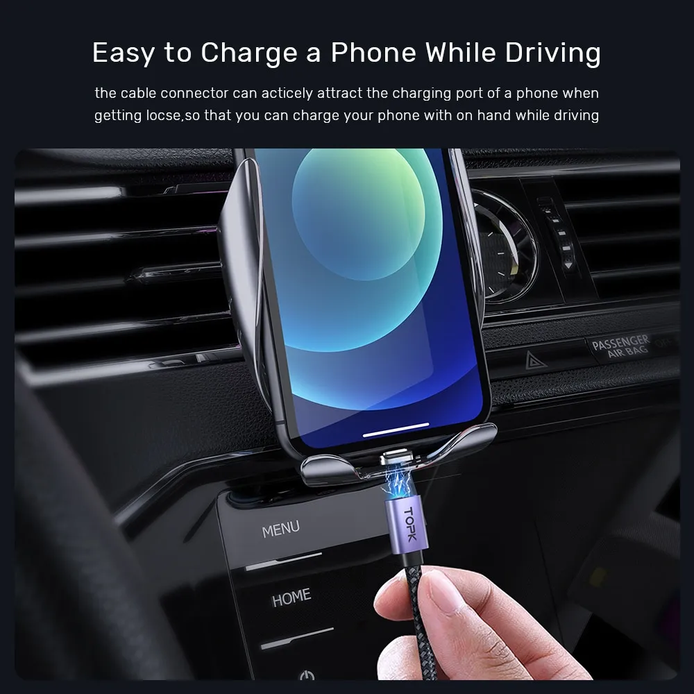 Save Big on Bulk Topk Magnetic Charging Cable Magnetic Fast Charging Cable  Type C, Micro USB Charger Magnetic With LED Indicator, Durable Braided Cord 