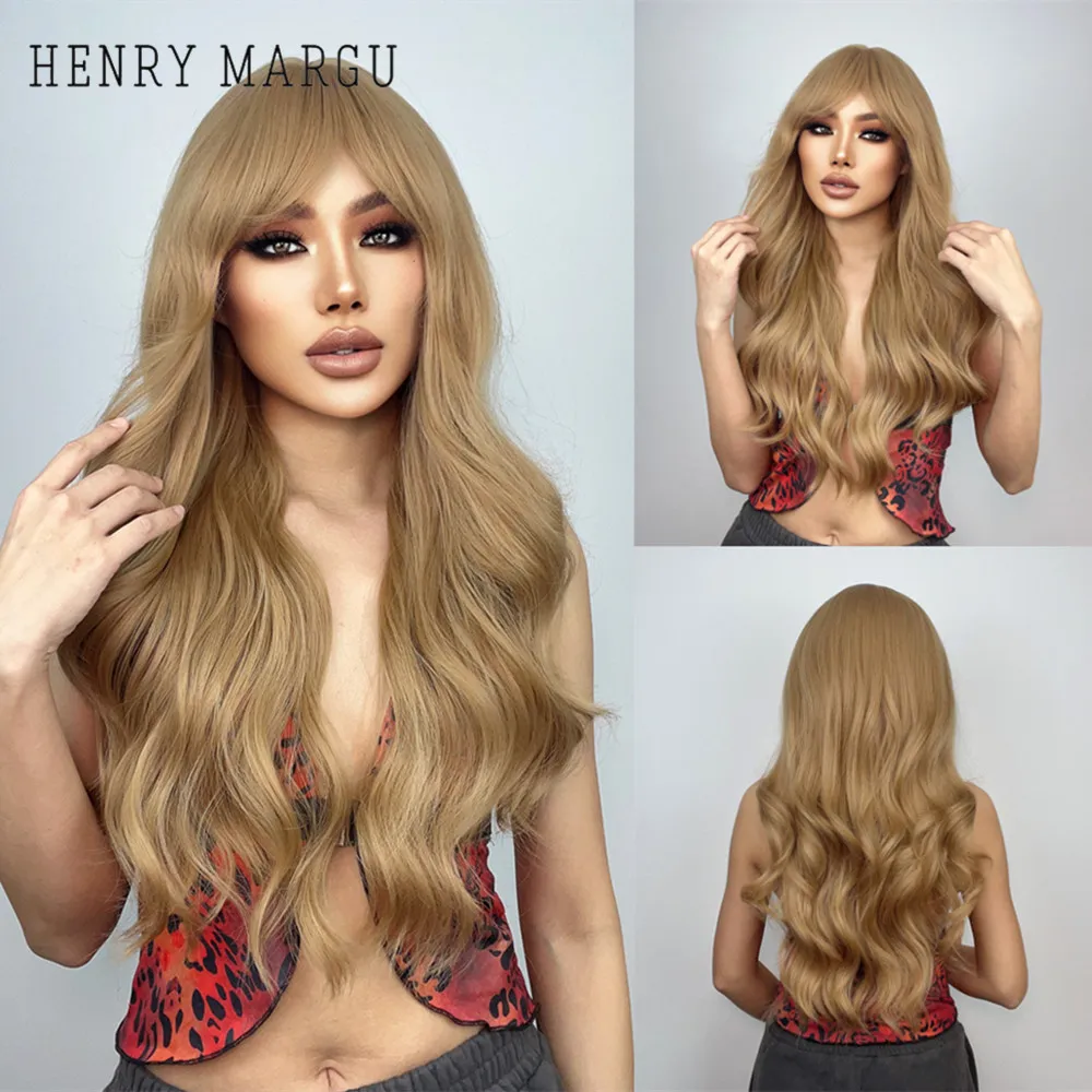 HENRY MARGU Golden Blonde Synthetic Wig with Bangs Long  display picture 1