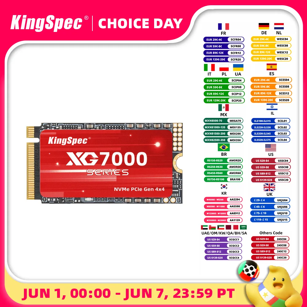 KingSpec 7400MB/s M.2 SSD NVMe M.2 2242 4TB 2TB 1TB Internal Solid State Hard Disk M2 PCIe 4.0x4 SSD Drive for PS5 Laptop PC