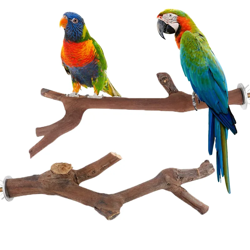 Bird Perch Stand Toy Natural Wood Parrot Perch Bird Cage Branch Perch Accessorie