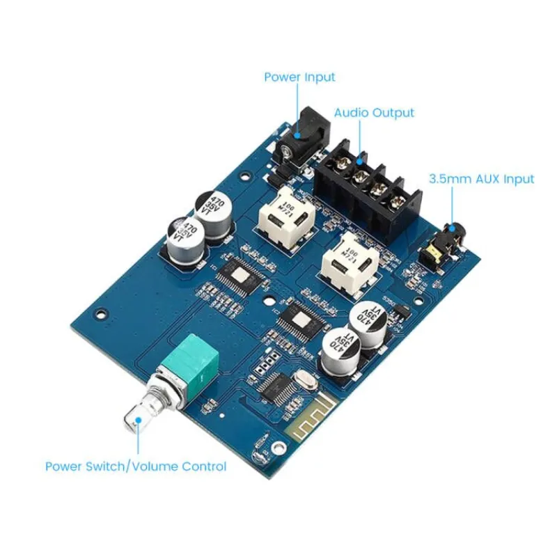 ZHITING 200W Bluetooth-versterkerkaart TPA3116,100W 100W Audioversterkerkaart met LC-filtertechniek, Dual Channel DC8-24V, wachtwoordvrij Verbinding maken met telefoon Rustig