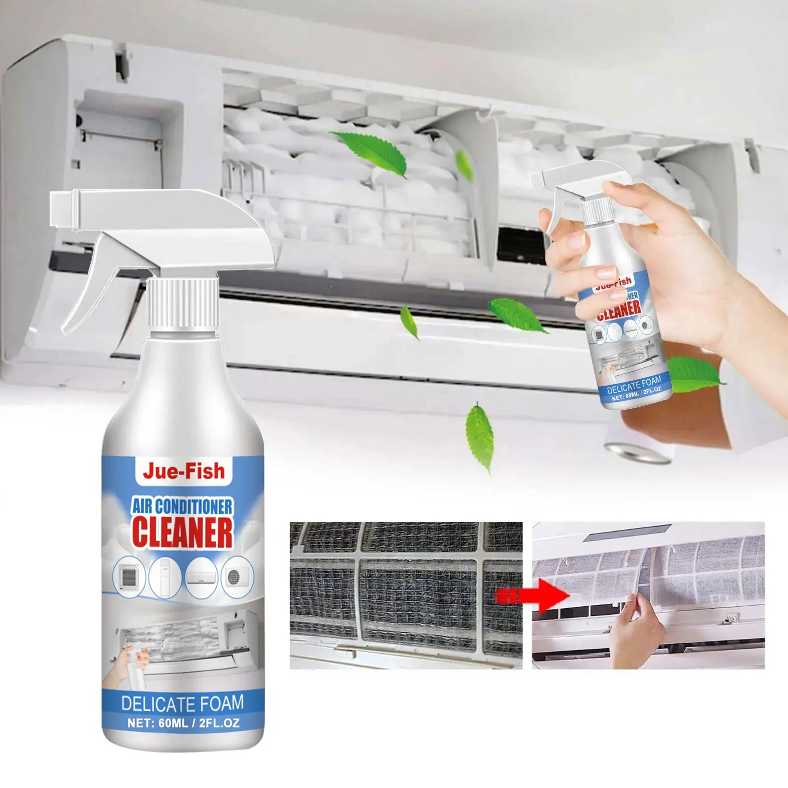 Air Conditioner Cleaner Foam Sprayer 60ml Deep Cleaning Radiator & Fan ...