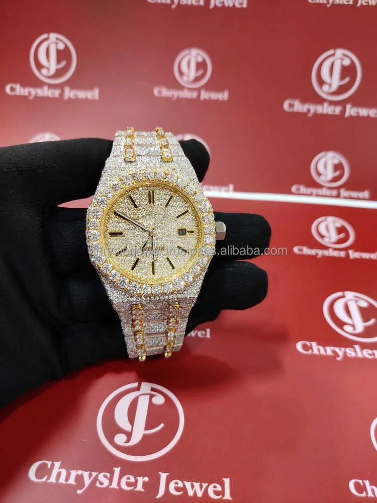 Luxury Handmade VVS Clarity Moissanite Diamond Watch Fully Iced