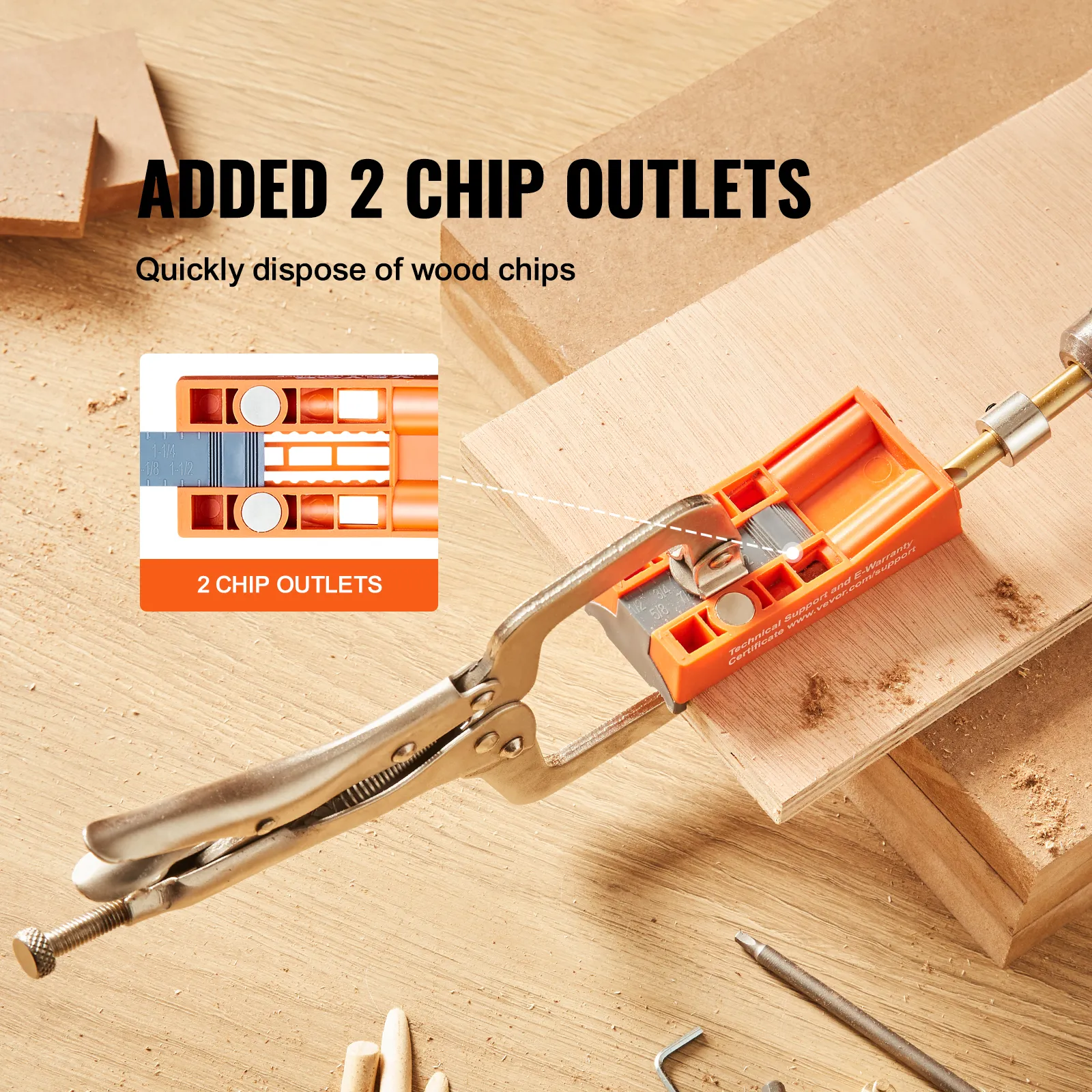 One Set Blue Pocket Hole Jig,Two Hole Wood Jig System Kit With Drill - View #7