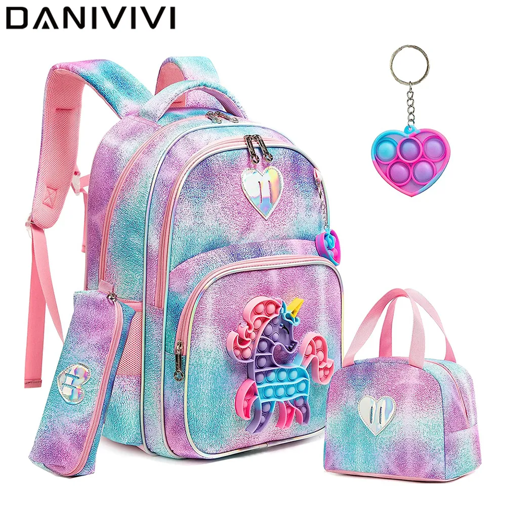 Schooltas Kids 3-in-1 Boekentas Set, Junlion Laptop Rugzak Lunch Tas Potlood Case Gift voor Tiener Jongens, Blauw, Eén maat