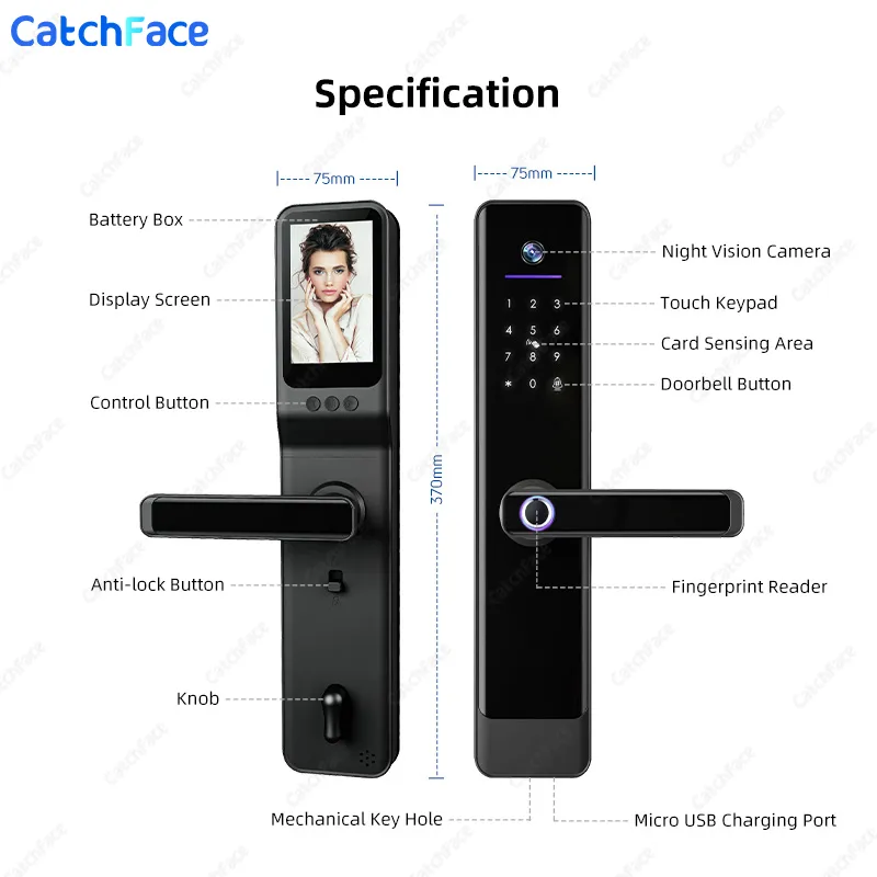 Advanced Smart Door Lock System with Video Intercom, Digital Keypad ...