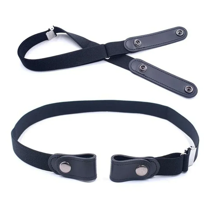 Adjustable Elastic No-Buckle Belt for Jeans Pants, Leather & Elastic Material WERFORU No Buckle Elastic Belt for Men Stretch Buckle Free  main image 3