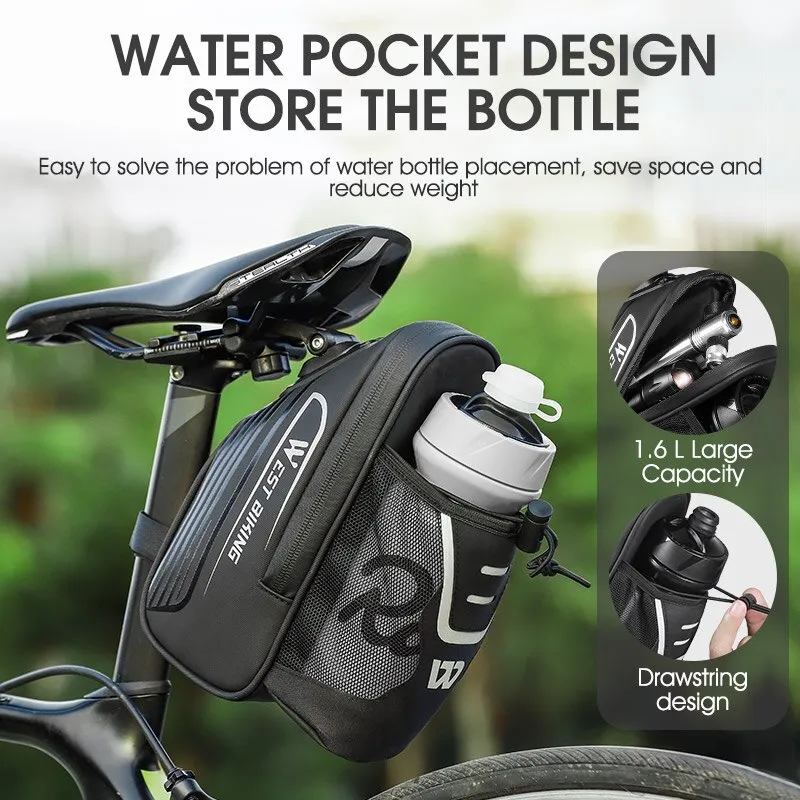 Bike Saddle Bag Water Bottle Holder Bicycle Under Seat Pack Storage Bag For Mountain Road Bicycle Bicycle Bag