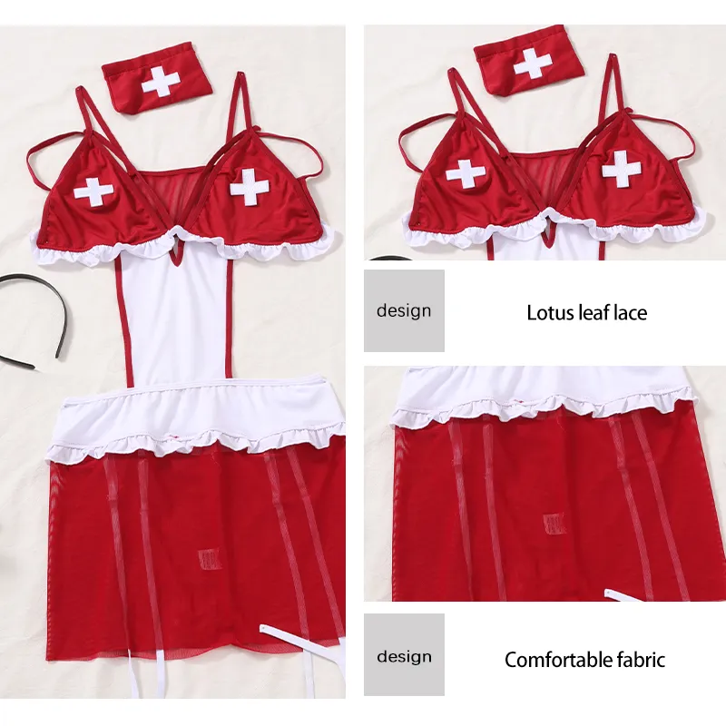 Sexy Nurse Lingerie Costume For Women Red & White... From Ddmyearth, $28.47 