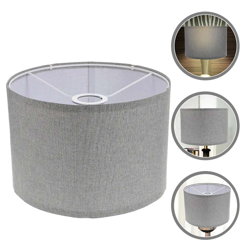 Luxshiny Cylinder Drum Lampshade – Natural Linen Fabric, E27 Clip-On, Black Frame, 5.5x5.5x7.86 Inch Replacement Shade