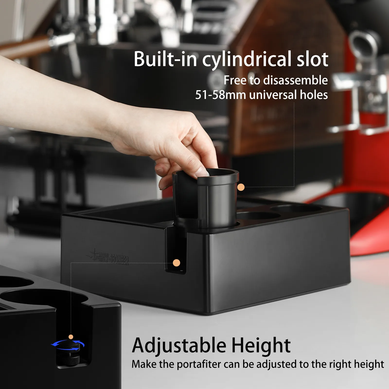 Espresso Knock Box, 4.4 Inch Coffee Knock Box Espresso Dump Bin For Coffee Grounds With Removable Knock Bar And Non-Slip Base