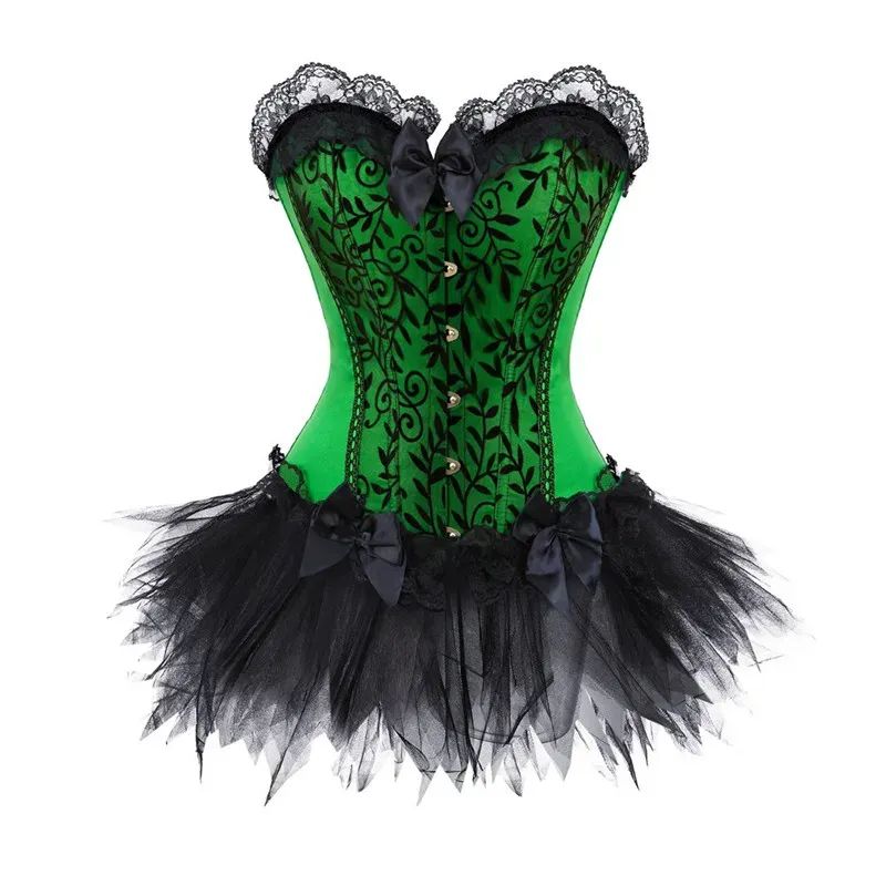 Sexy Purple Satin Purple and Black corset Dress with Tutu Skirt and Lace Detailing for Women - Plus Size Overbust Outfit