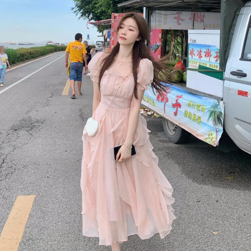 Summer Square Collar Ruffled Fairy Dress Womens... From Ddmyearth, $225.82  | DHgate.Com