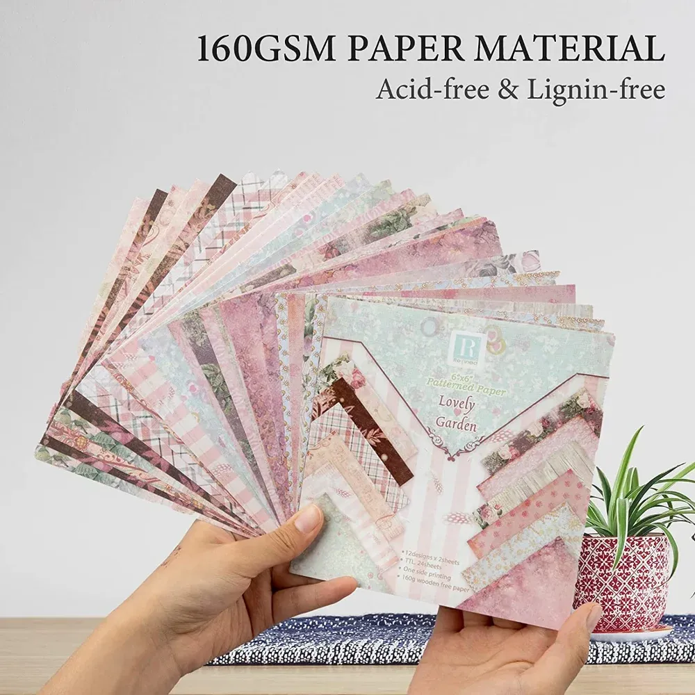 24 Sheets Lovely Garden Scrapbook Paper Origami Art Background ...