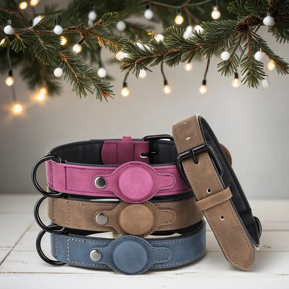 Stylish PU Leather GPS Dog Collar with Anti-Lost Feature for Small, Medium,  and Large Dogs