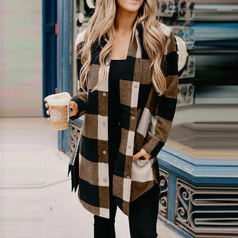 DHgate Retro Plaid Printed Casual Loose Oversized Flannel Shirt for Women Home Garden