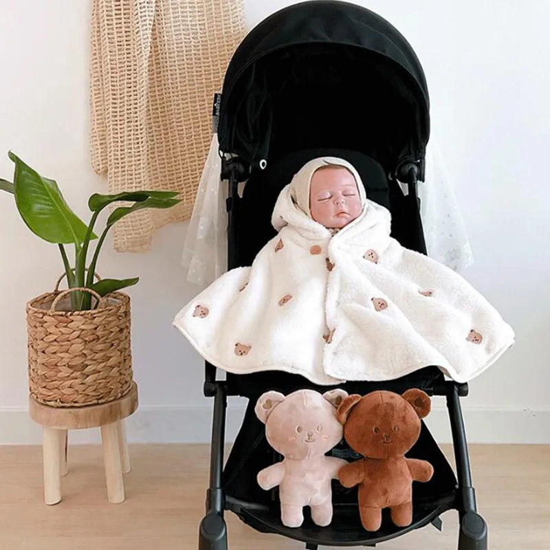 Newborn Outerwear: Baby Hooded Cloak, Soft Coral Velvet