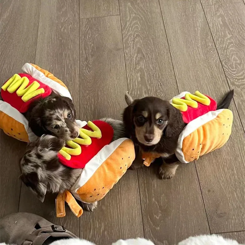 DHgate Funny Halloween Dog Costume Hot Dog Design Pet Clothing Puppy Cat Party Apparel Pet Supplies