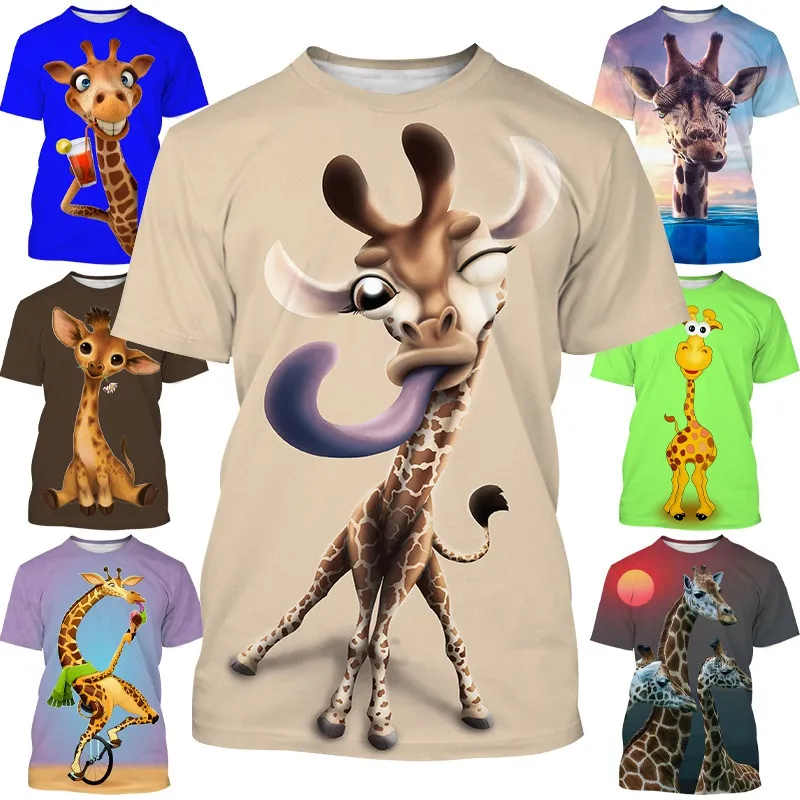 Grappige Dieren 3D Gedrukt T-shirt voor Vrouwen Honden Giraffe Eend