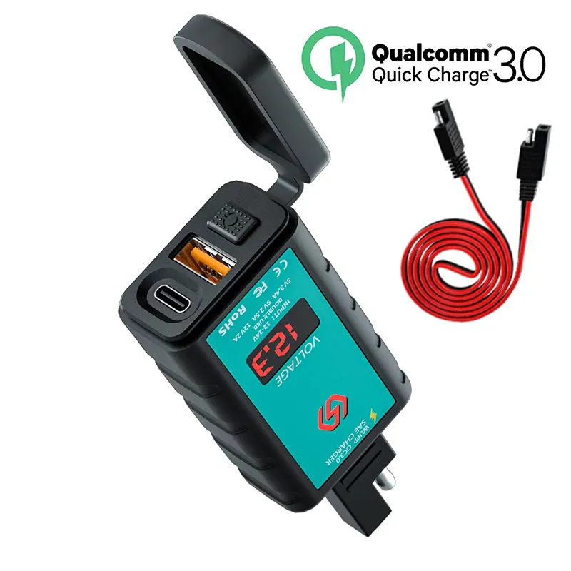 thumbnail image 2 of BCSMMCAR Motorcycle Phone Charger - USB Type C Fast Charger Socket IP66 Waterproof 2 of 5