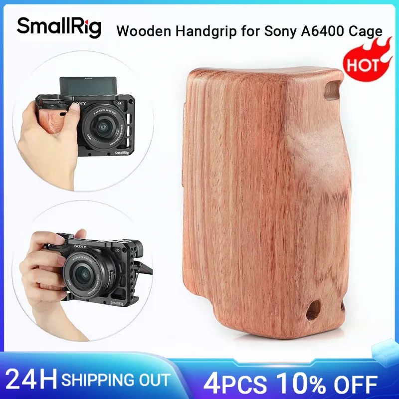 Wooden Camera Handle Grip For Sony A6400: SmallRig Handgrip With