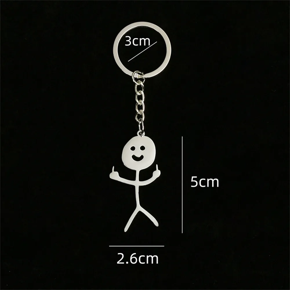 Funny Keychains Novelty Stick Figure Keychain Humorous Gesture Key