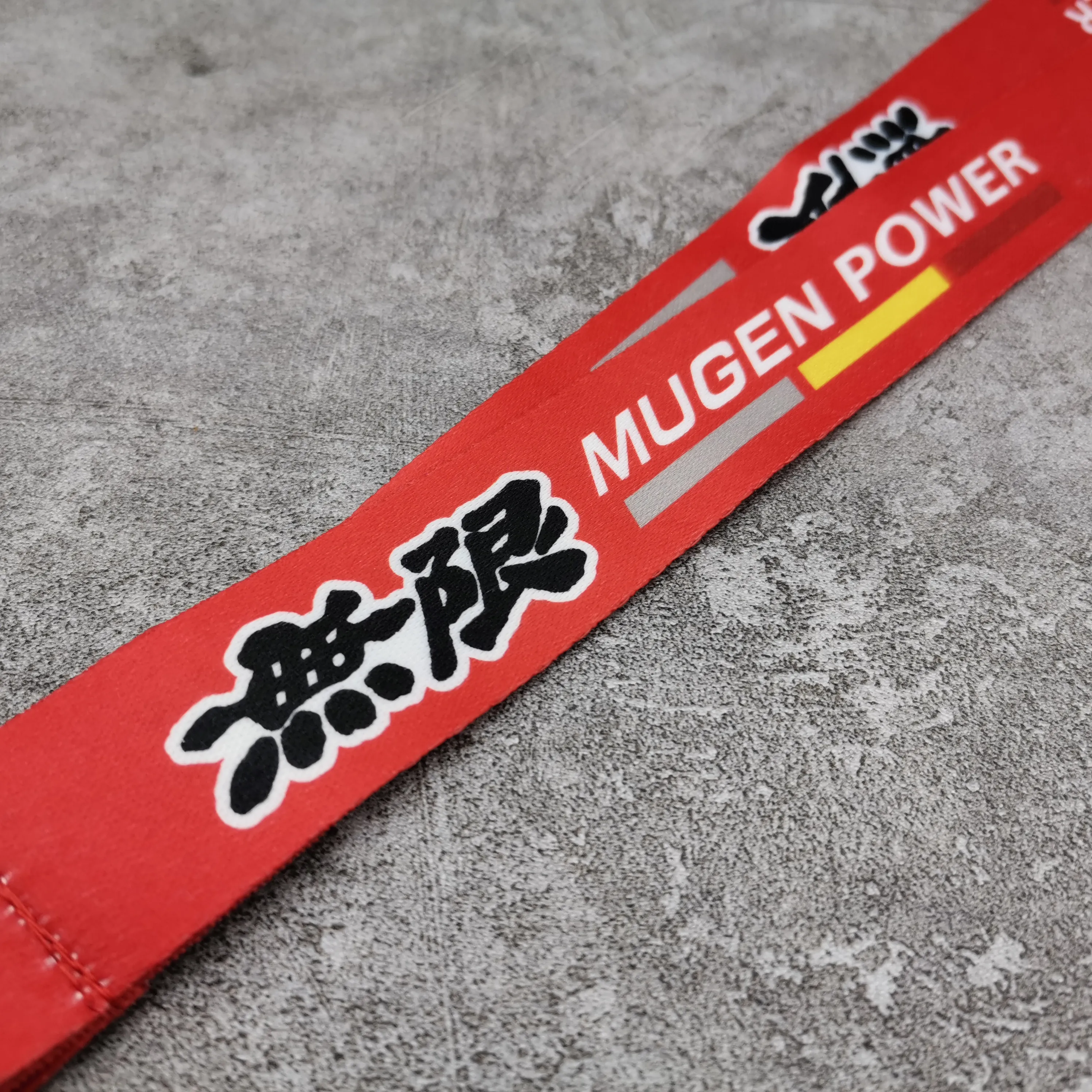 thumbnail image 2 of Mugen Red Racing Keychain – Metal Hook With Nylon Strap Lanyard – Backpack & Key Ring 2 of 2