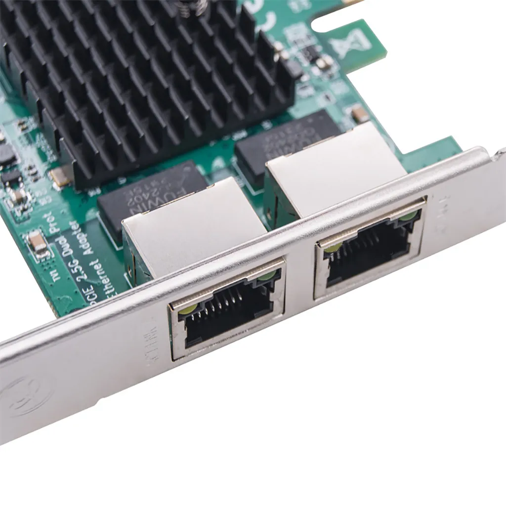 Ethernet Network Adapter Card PCI-E X1 2.5G 10/100/1000Mbps Gigabit Server Network Card RTL8125BG Dual-Port RJ45 for PC Desktop