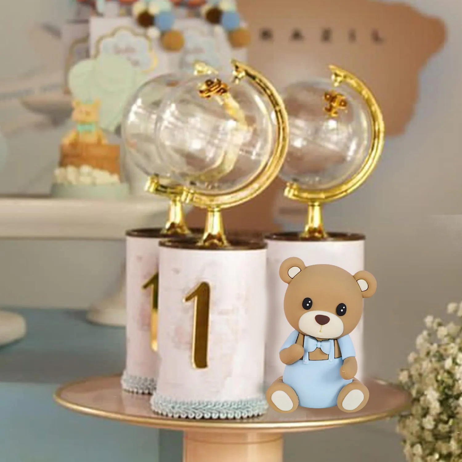 8-Piece Gender Reveal Cake Topper Set - Bear, Boy/Girl, Train & Rocking Horse Decor For Baby Shower & Birthday - View #8