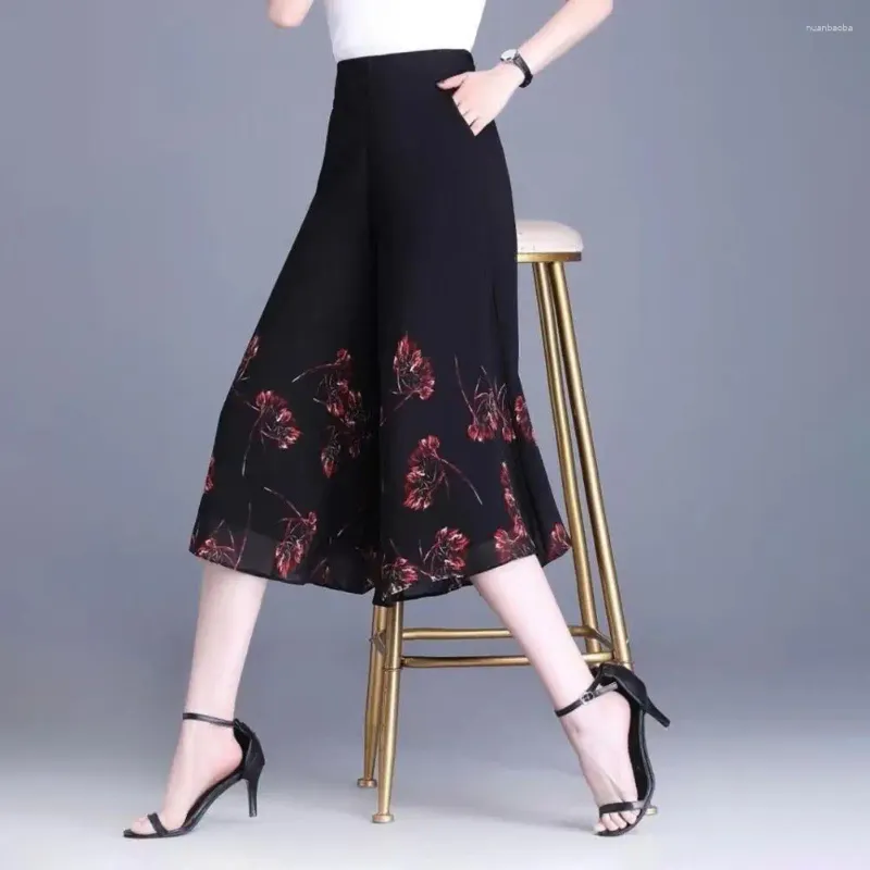 Elegant Flower Print Chiffon A Line Midi Skirt For Women A
