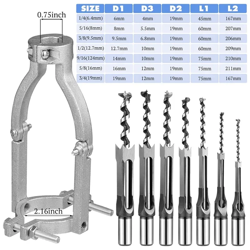 HSS Square Hole Drill Bit Set – 3-Piece Mortising Chisel Kit, 6mm/8mm/12.5mm, Heat-Treated Steel For Woodworking