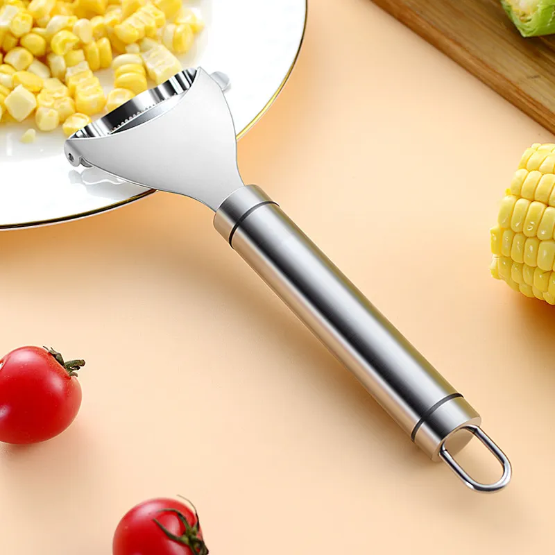 Corn Peeler, Thickened Stainless Steel Corn Cob Threshing Tool Stripper Kitchen Accessories Easy Clean Corn Separator Quick Peeling Corn Kitchen Tool