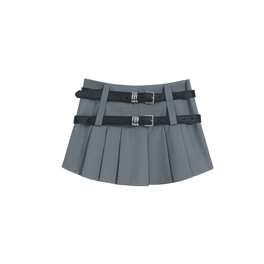 Save Big on Bulk Summer Pleated Skirt Ladies Short Pleated Skirts A Line  Mini Skirt, Low Waist, Double Belt, Academy Style, Grey, Slim Fit, Perfect 
