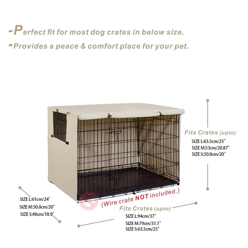 COOSOO Dog Crate Cover 36 Inch Waterproof Heavy Duty Pet Kennel Cover Breathable Door Wire Dog Crate Cover For Indoor Outdoor Protection Puppy Cage Cover Sunblock Summer/Winter Warm