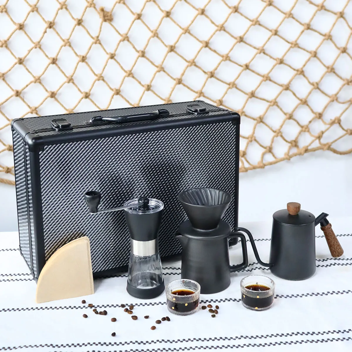 SOTECH Pour Over Coffee Set – Glass Server, Dripper & Kettle For Home Brewing & Outdoor Use