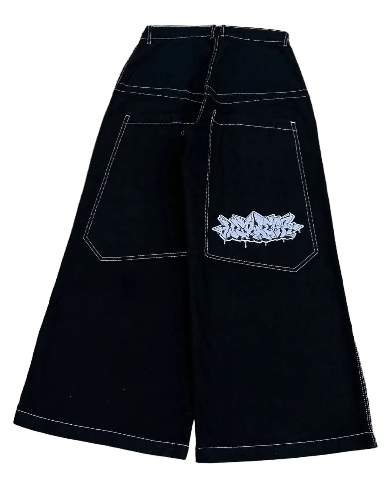 パンツ wexwear shorts w34 Wexwear Black Graffiti Embroidery Baggy Wide Leg From Hui01
