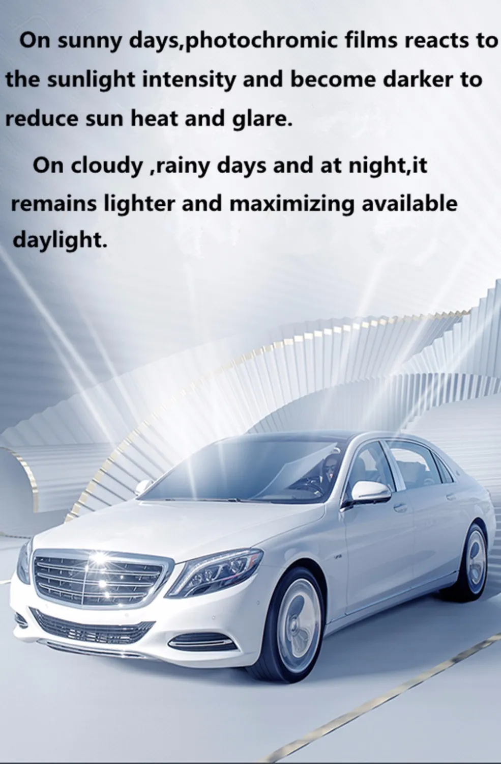 SUNICE Car Window Tint Roll – 75% To 20% VLT, Photochromic, 99% UV Reject, 3mil Thickness