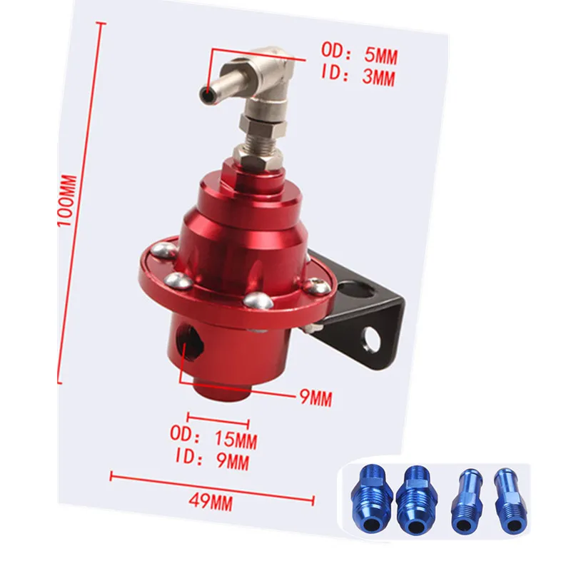 Raceworks Adjustable EFI Fuel Pressure Regulator FPR Kit with Gauge 9.5mm 3/8″ – T.I. Performance