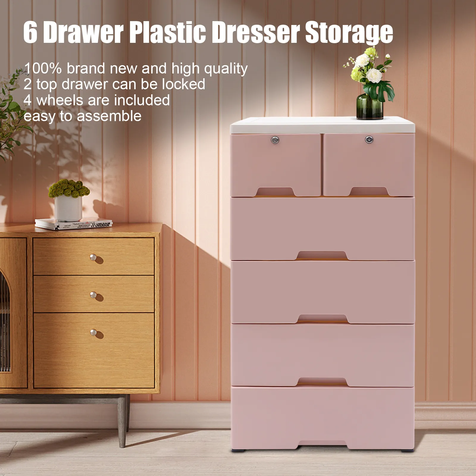 6 Drawer Plastic Dresser Storage Tower Organizer Unit for Home Office  Bedroom in Pink from Dhgate Children Cabinets - price 180.3