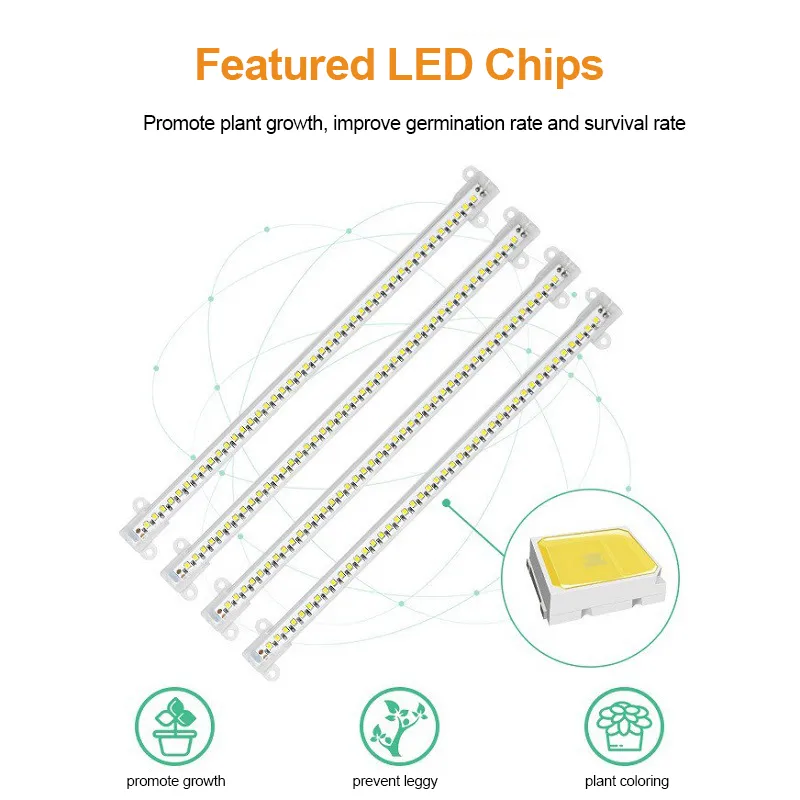 5-Head USB LED Grow Light Strips, Full Spectrum Plant Growth Light for ...