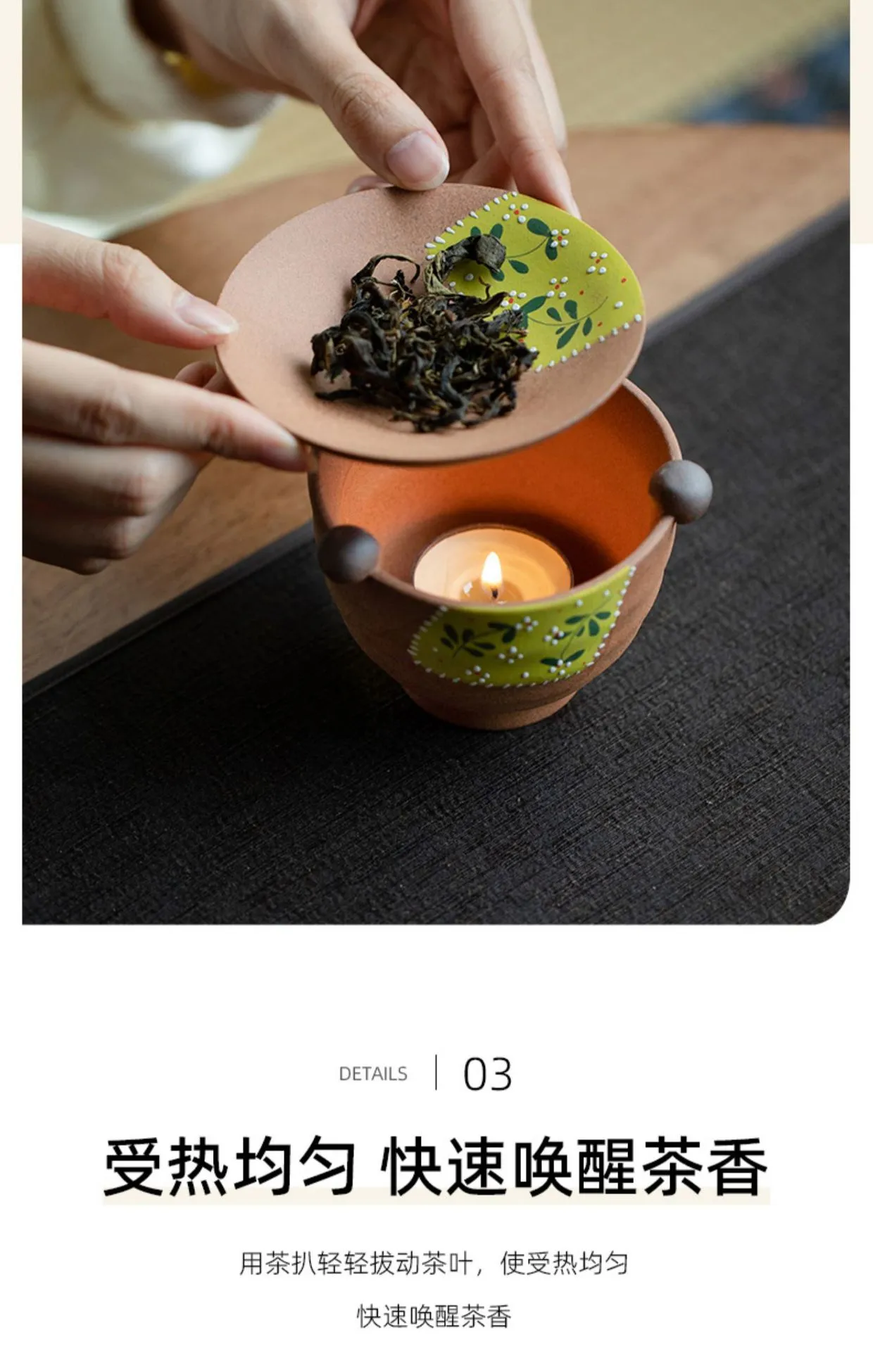 Hand-painted Stone Teapot Set with Mud Roasting Tea Stove and Leaf Rack ...