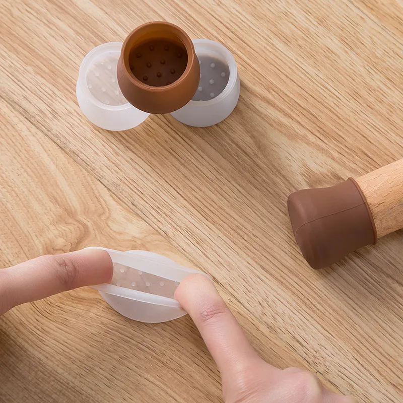 8 Pcs Chair Leg Floor Protectors For Hardwood Floors, Silicone Felt Furniture Pads Chair Leg Caps No Scratches And Noise, Smooth Moving For Dinning Chair(Clear Small Fit